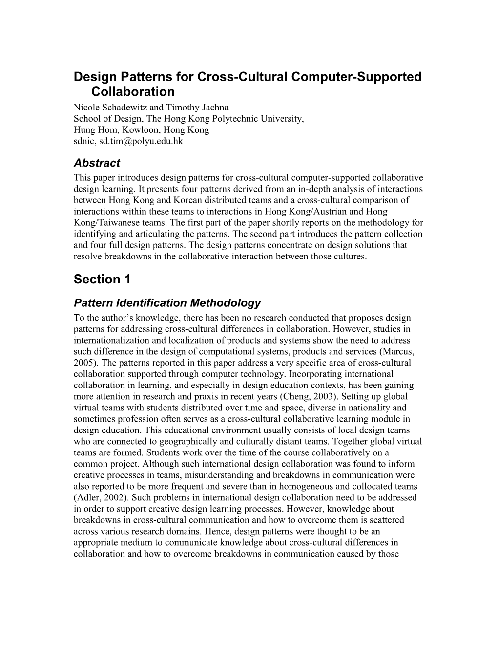 Interaction Design Patterns for Cross-Cultural Computer Supported Design Learning