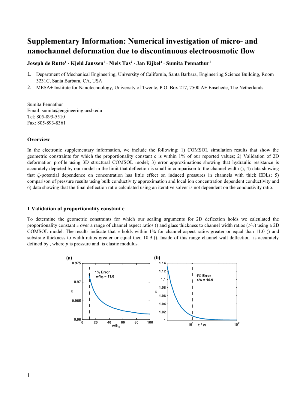 Supplementary Information: Numerical Investigation of Micro- and Nanochannel Deformation