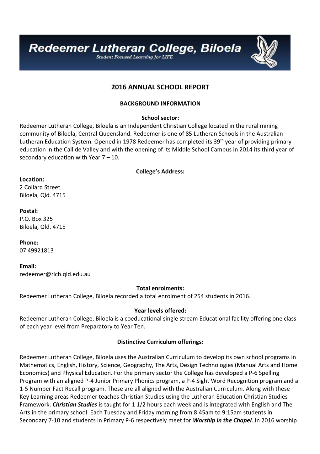 2016 Annual School Report