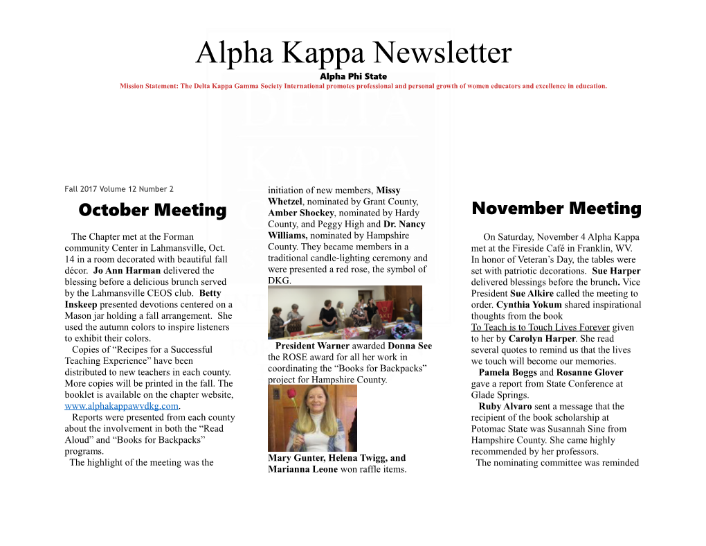 Alpha Kappa Newsletter