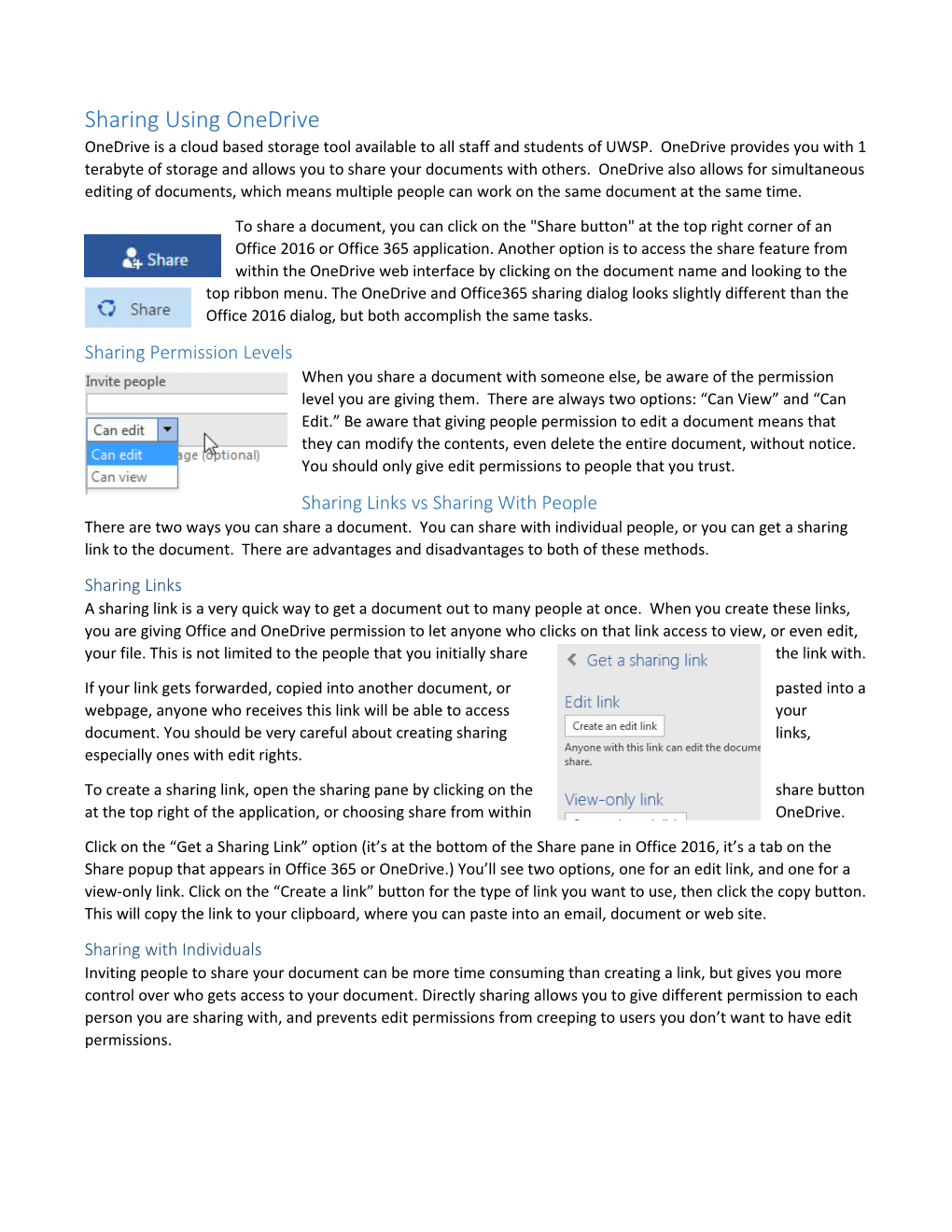 Sharing Using Onedrive