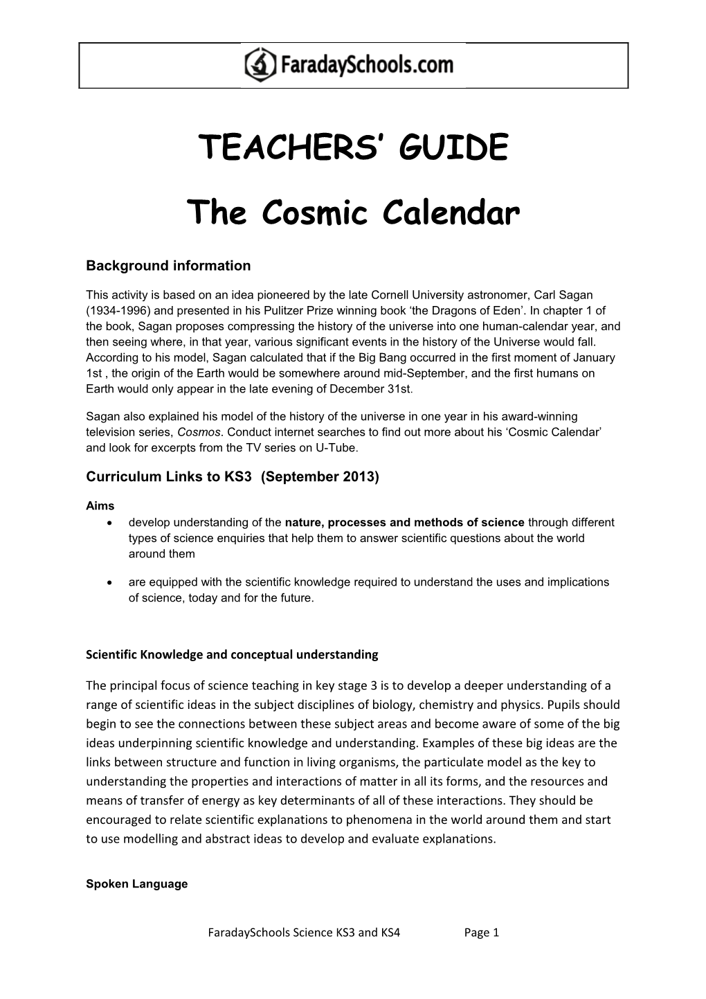 The Cosmic Calendar