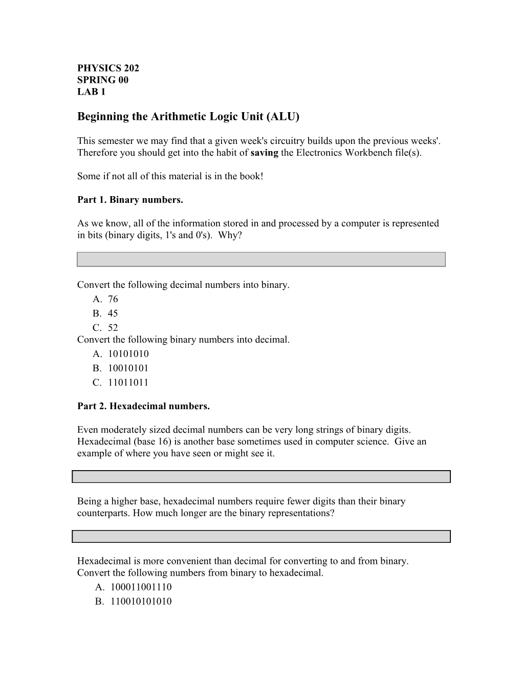 Beginning the Arithmetic Logic Unit (ALU)