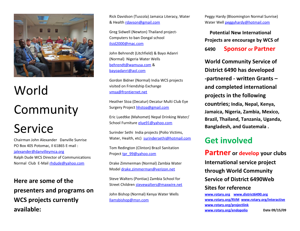 Here Are Some of the Presenters and Programs on WCS Projects Currently Available