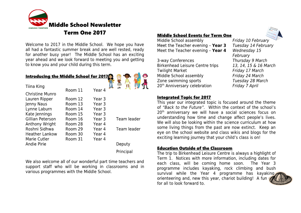 Middle School Newsletter