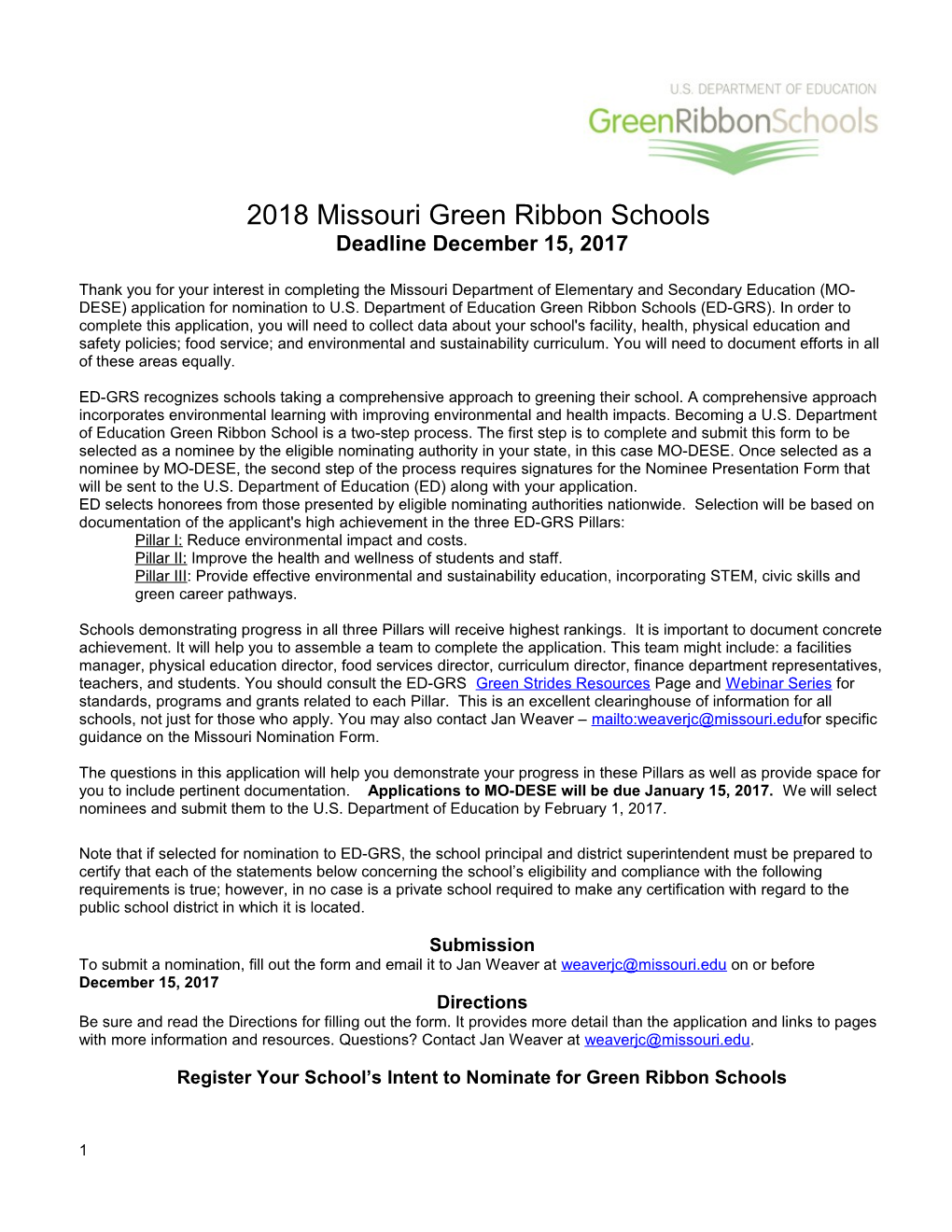 2018Missouri Green Ribbon Schools
