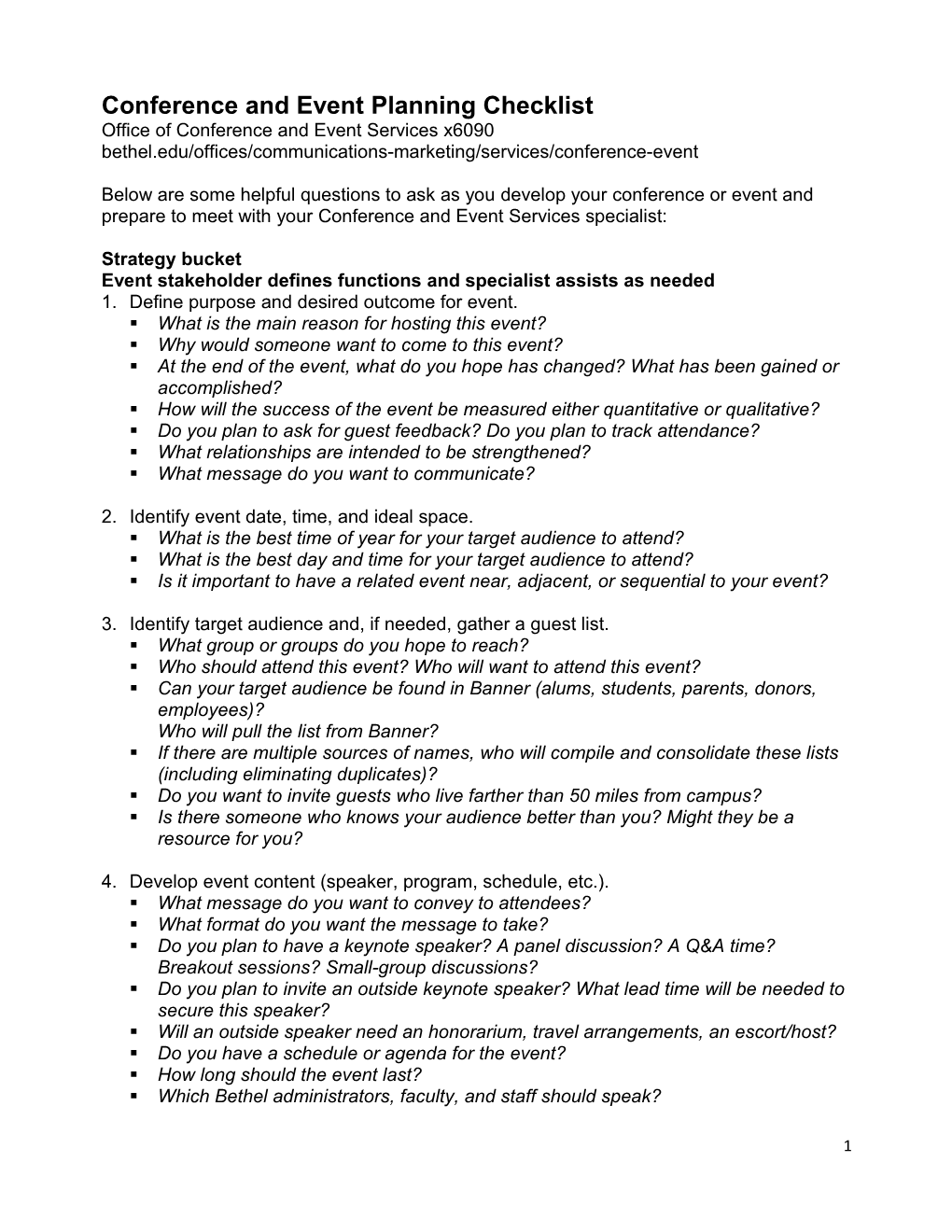 Conference and Event Planning Checklist