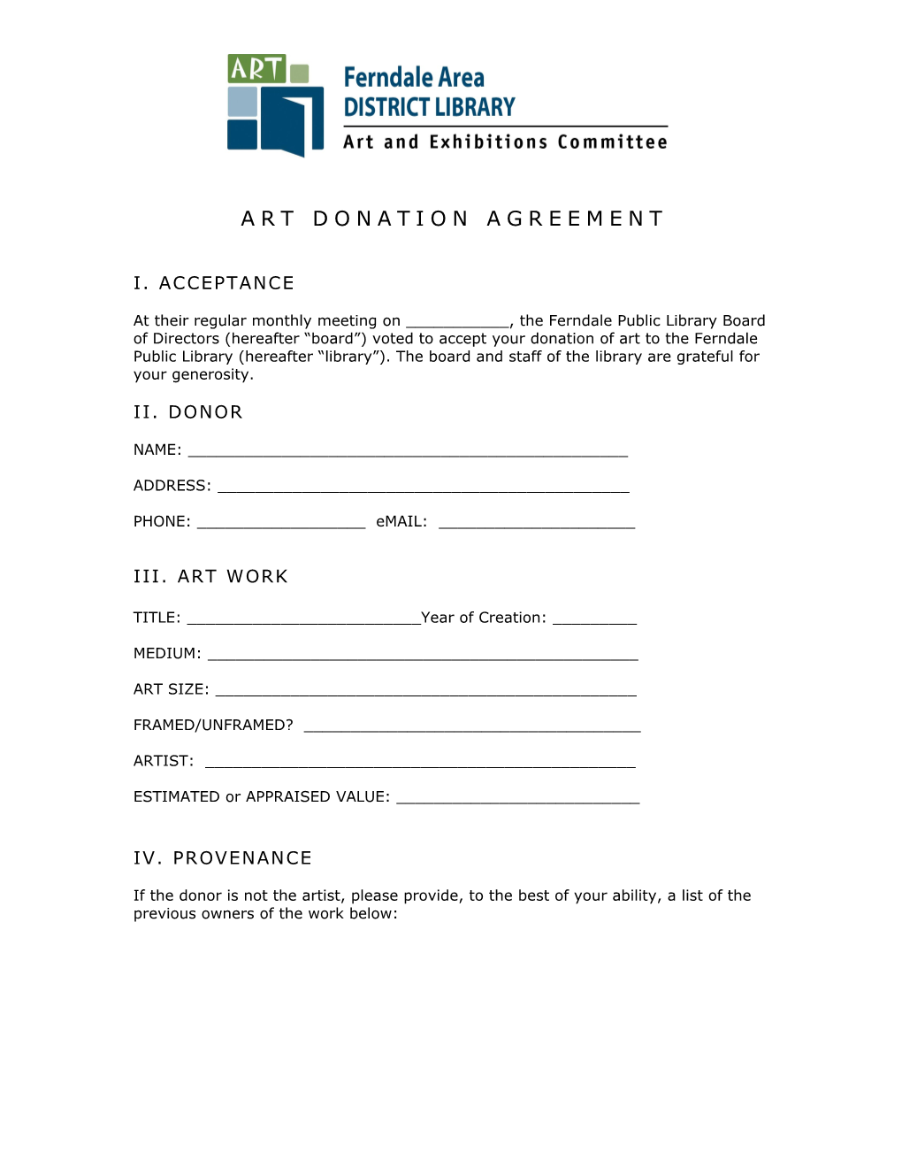 Art Donation Agreement