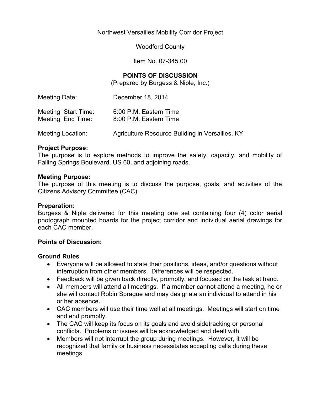 Northwest Versailles Mobility Corridor Project