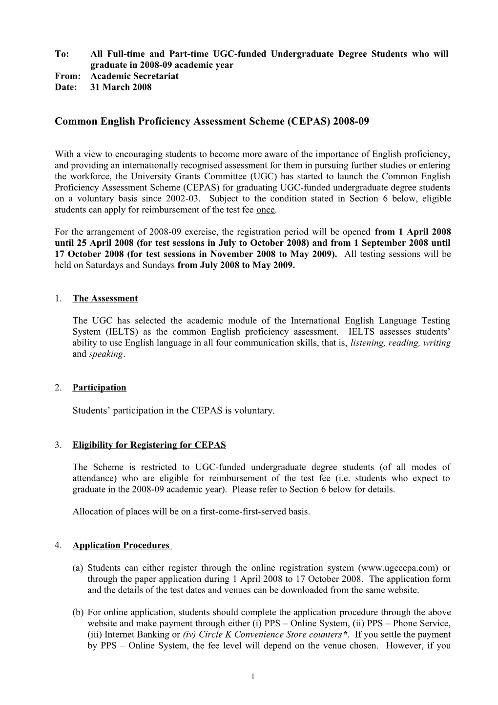 Common English Proficiency Assessment Scheme (CEPAS) 2008-09