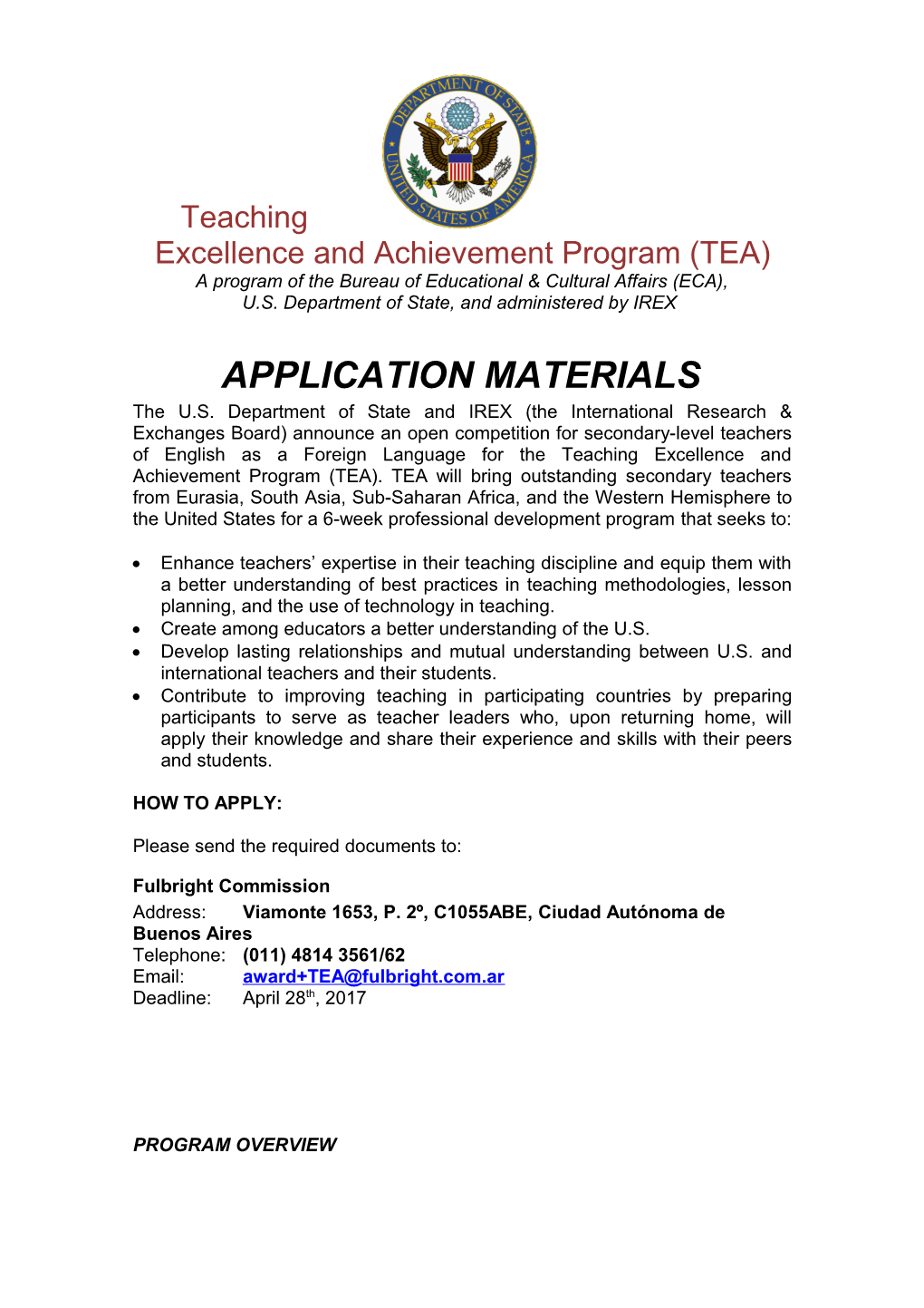 Teaching Excellence and Achievement Program (TEA)