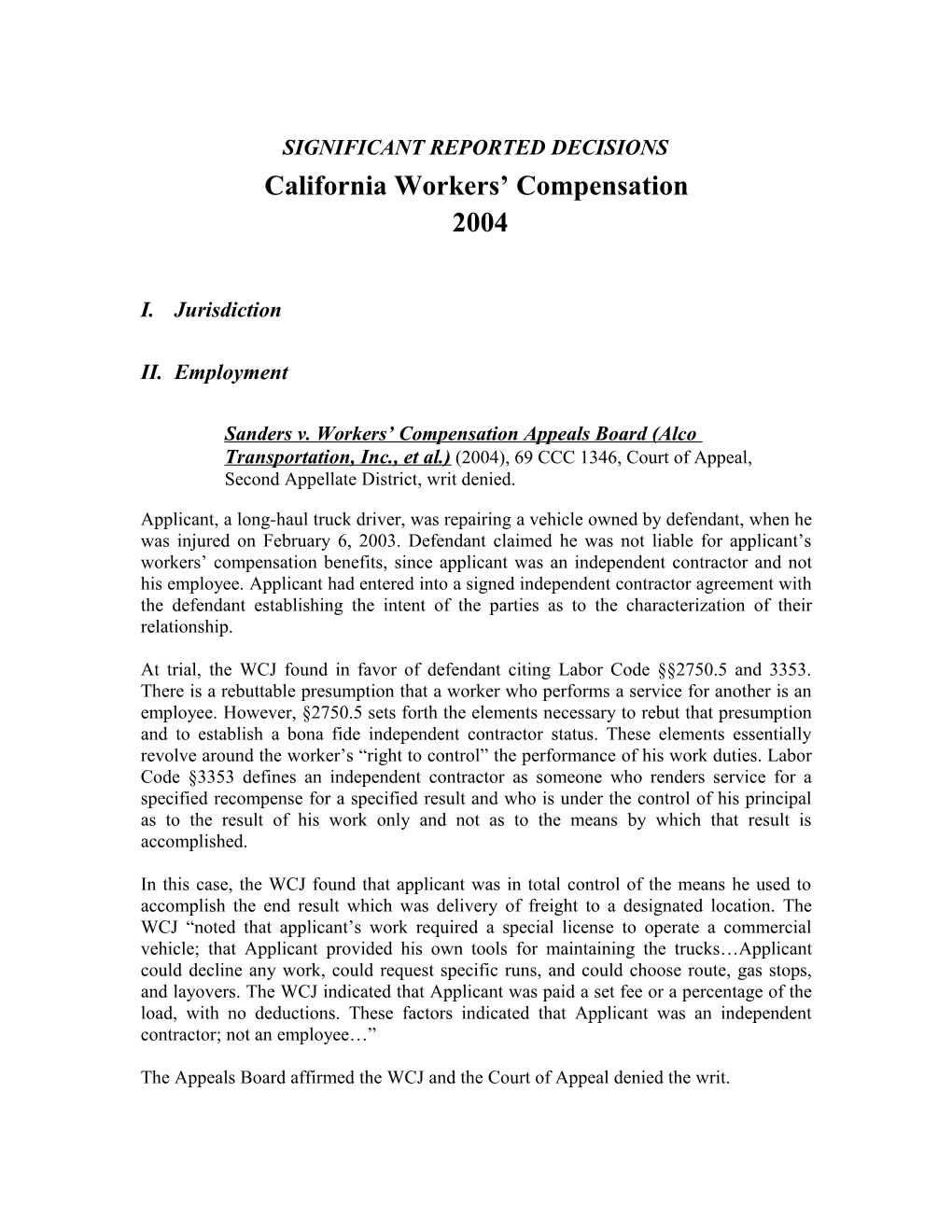 California Workers Compensation