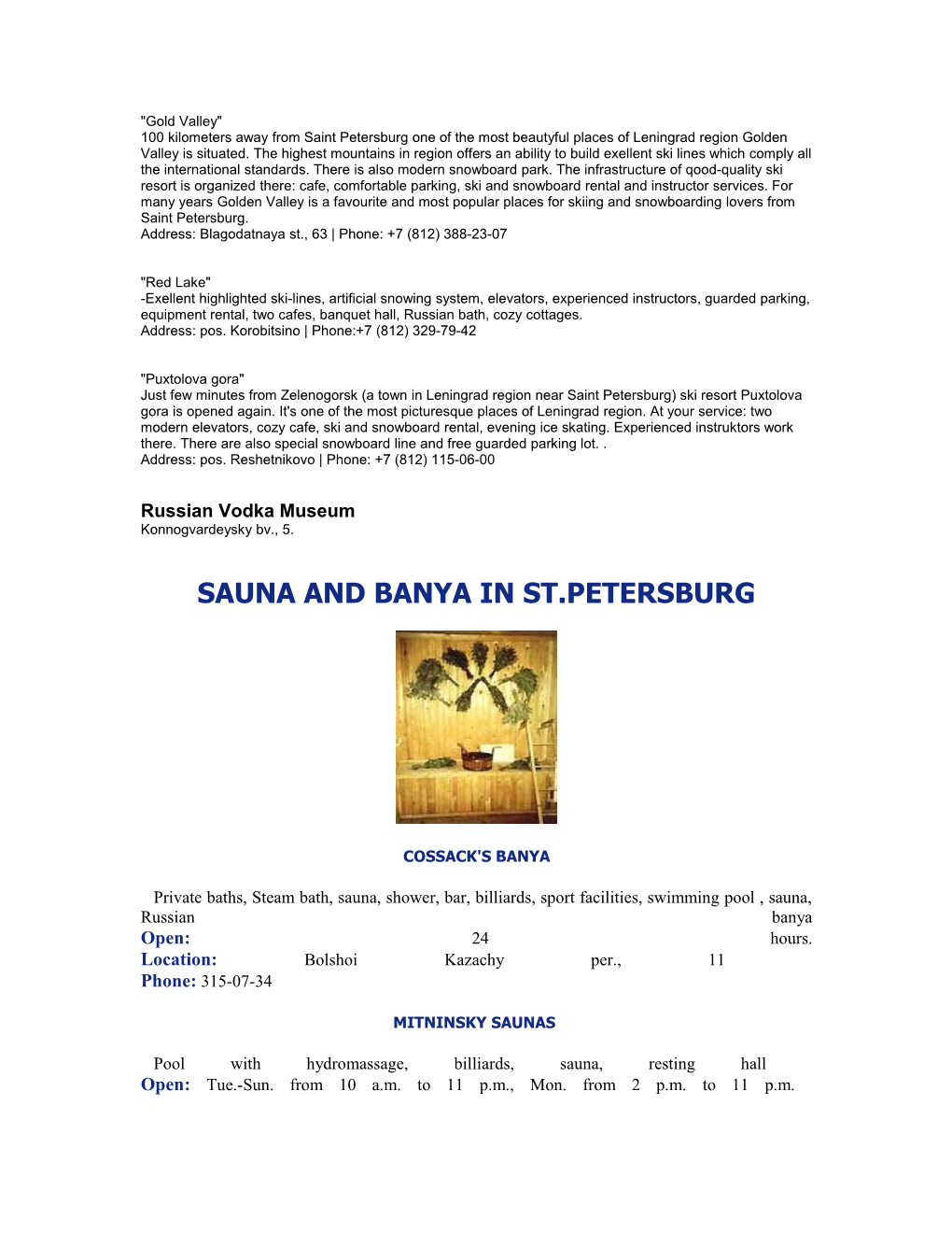 Sauna and Banya in St.Petersburg