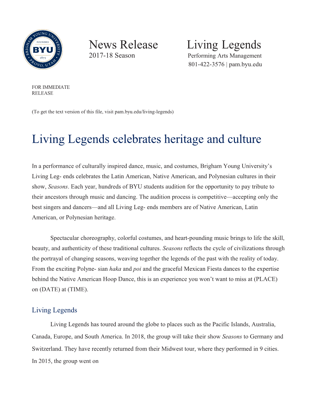 Living Legends Celebrates Heritage Andculture