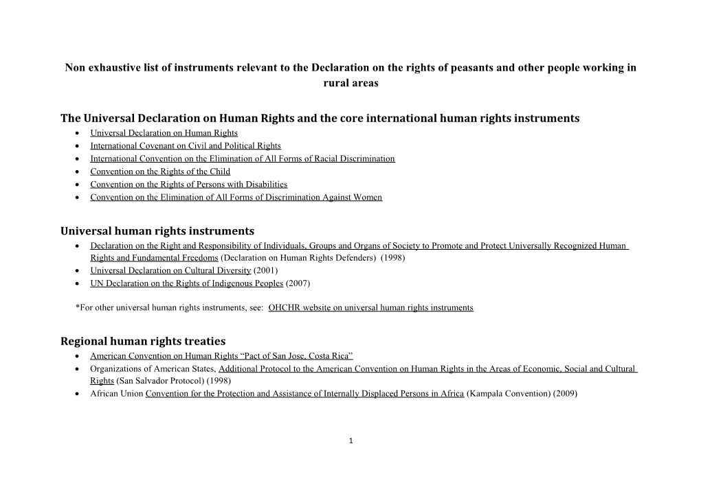 The Universal Declaration on Human Rights and the Core International Human Rights Instruments