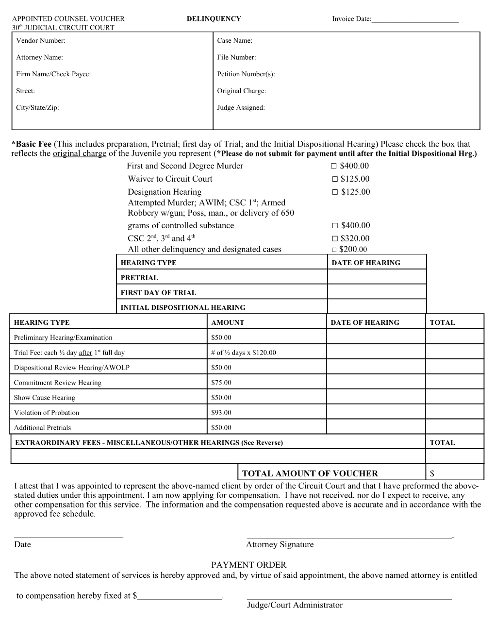 Appointed Counsel Voucher