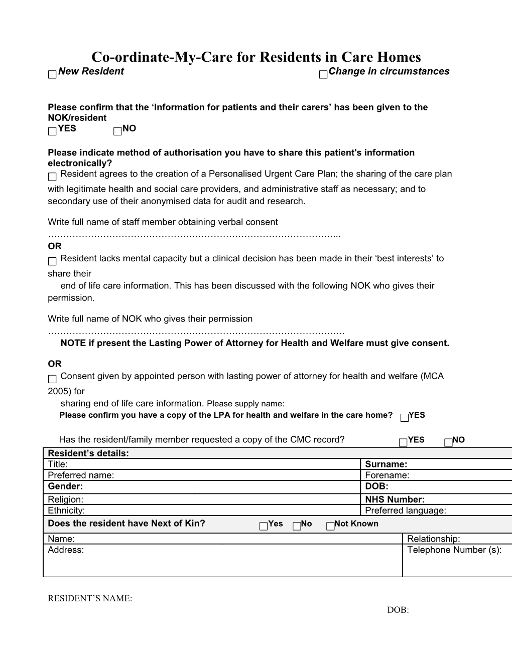 Co-Ordinate-My-Care for Residents in Care Homes