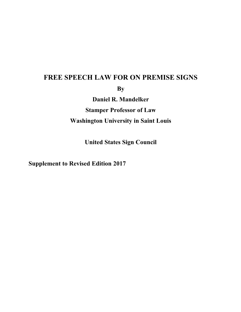 Free Speech Law for on Premise Signs
