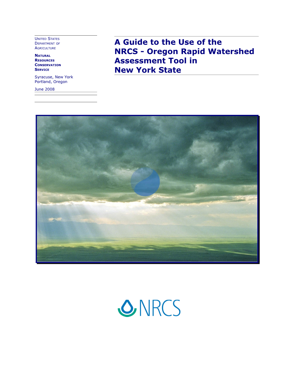 A Guide to the Use of the Oregon Rapid Watershed Assessment Matrix Tool for New York State