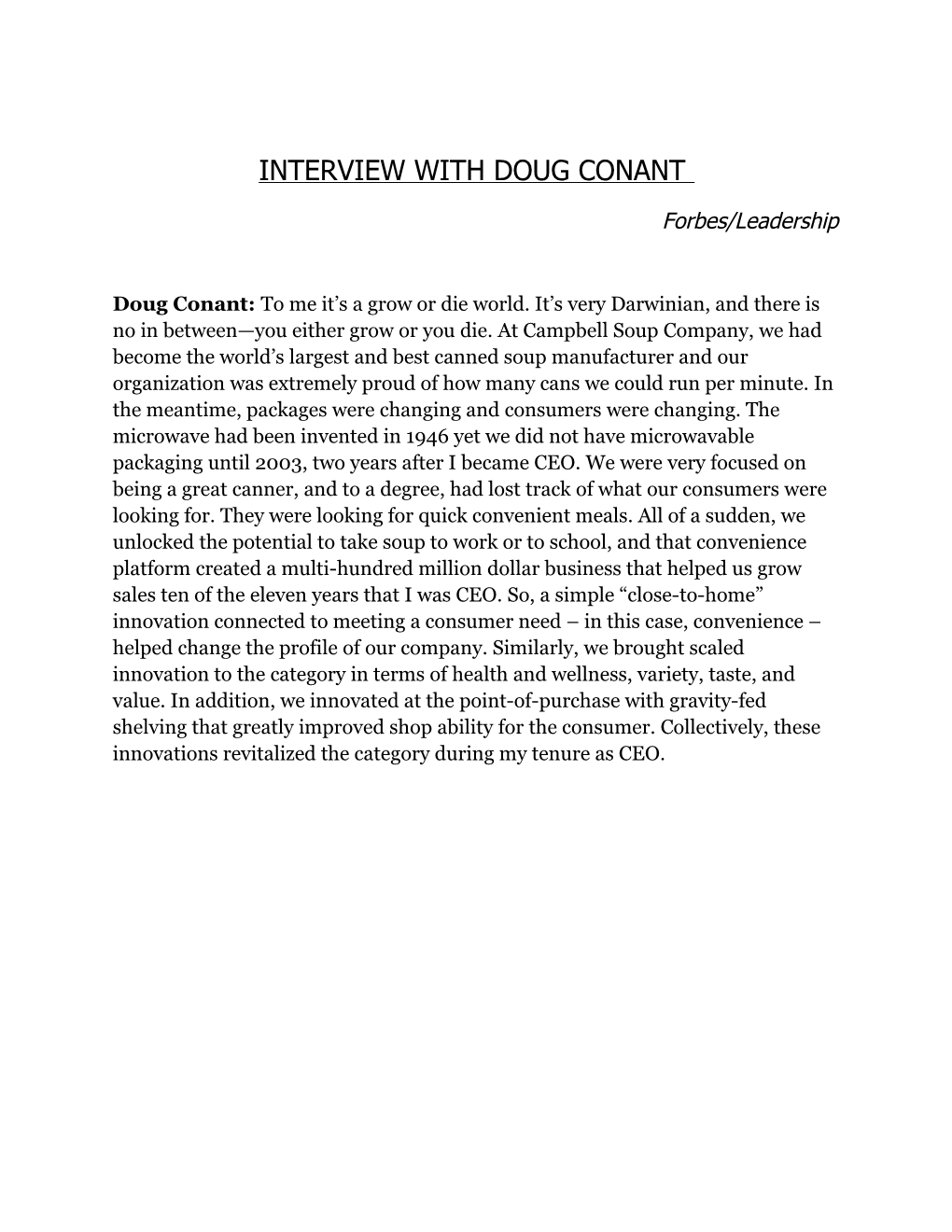 Interview with Doug Conant