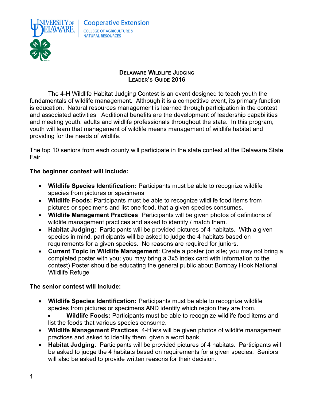 1999 4-H Wildlife Habitat Judging Contest