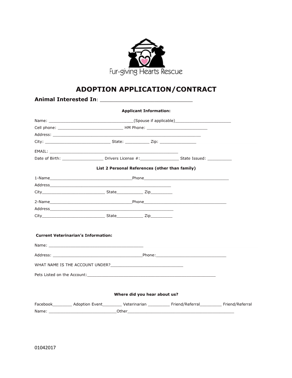 Adoption Application/Contract