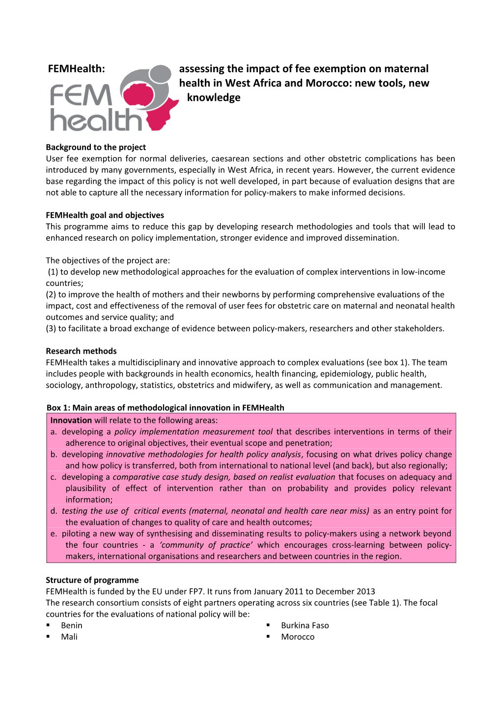 Femhealth: Assessing the Impact of Fee Exemption on Maternal Health in West Africa And