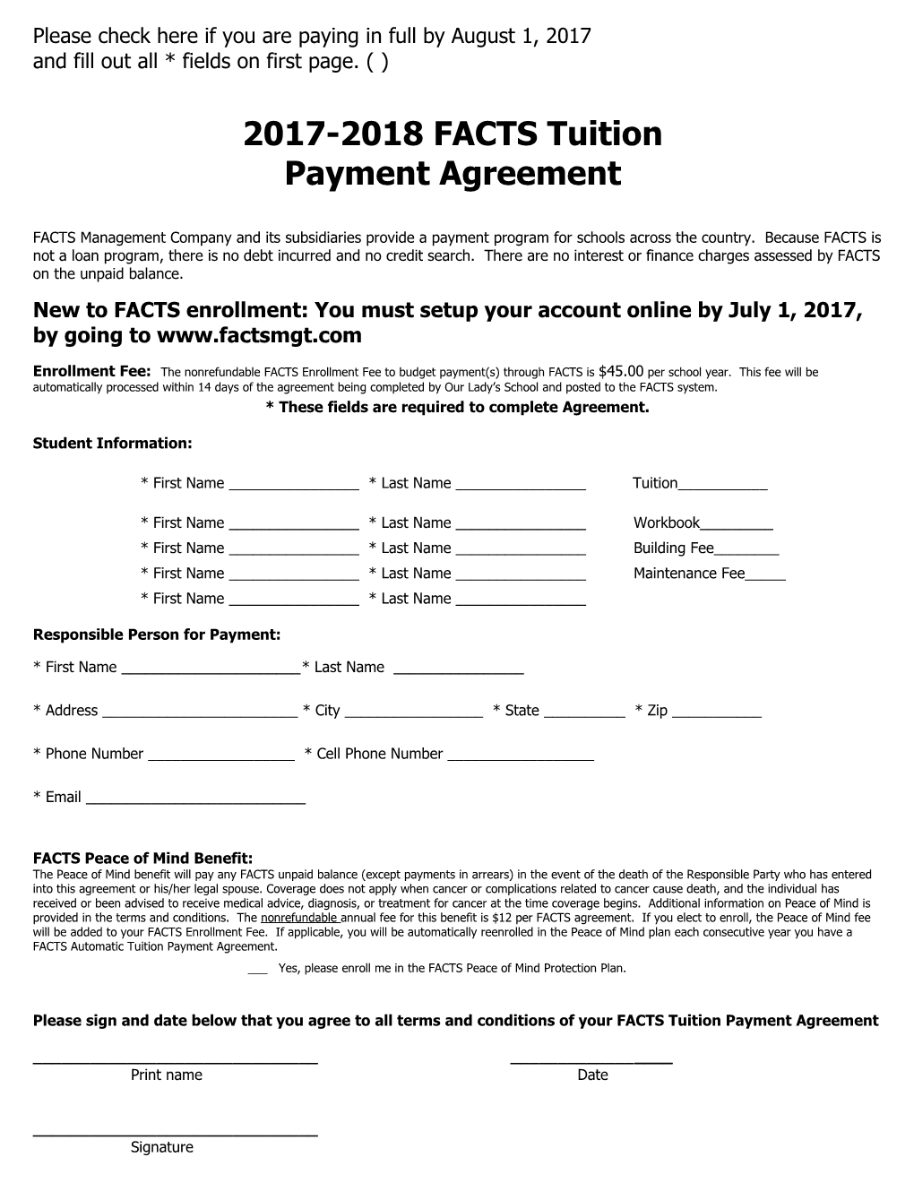 FACTS E-Cashier Payment Agreement