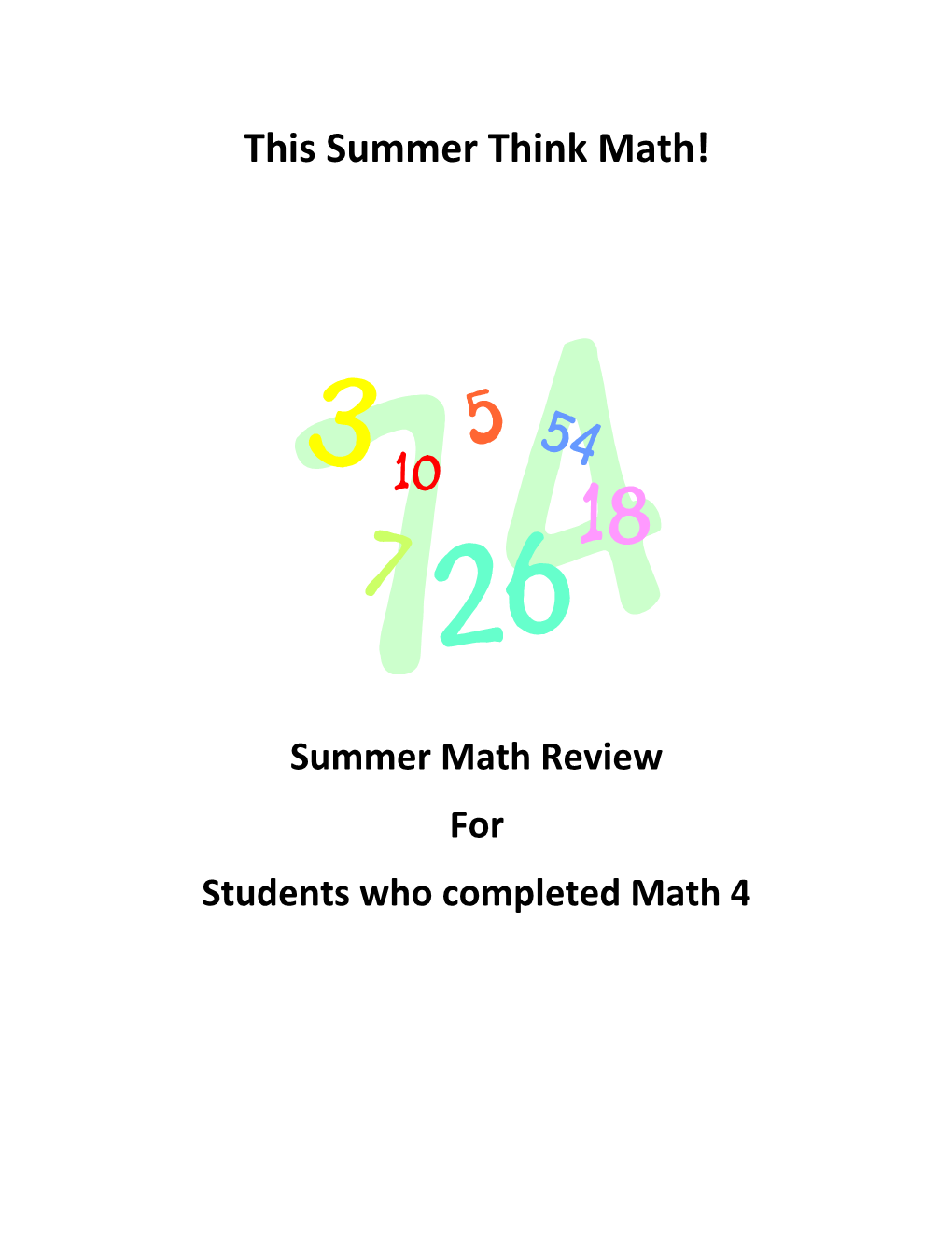 Math for Students Who Completed 4Th Grade Math