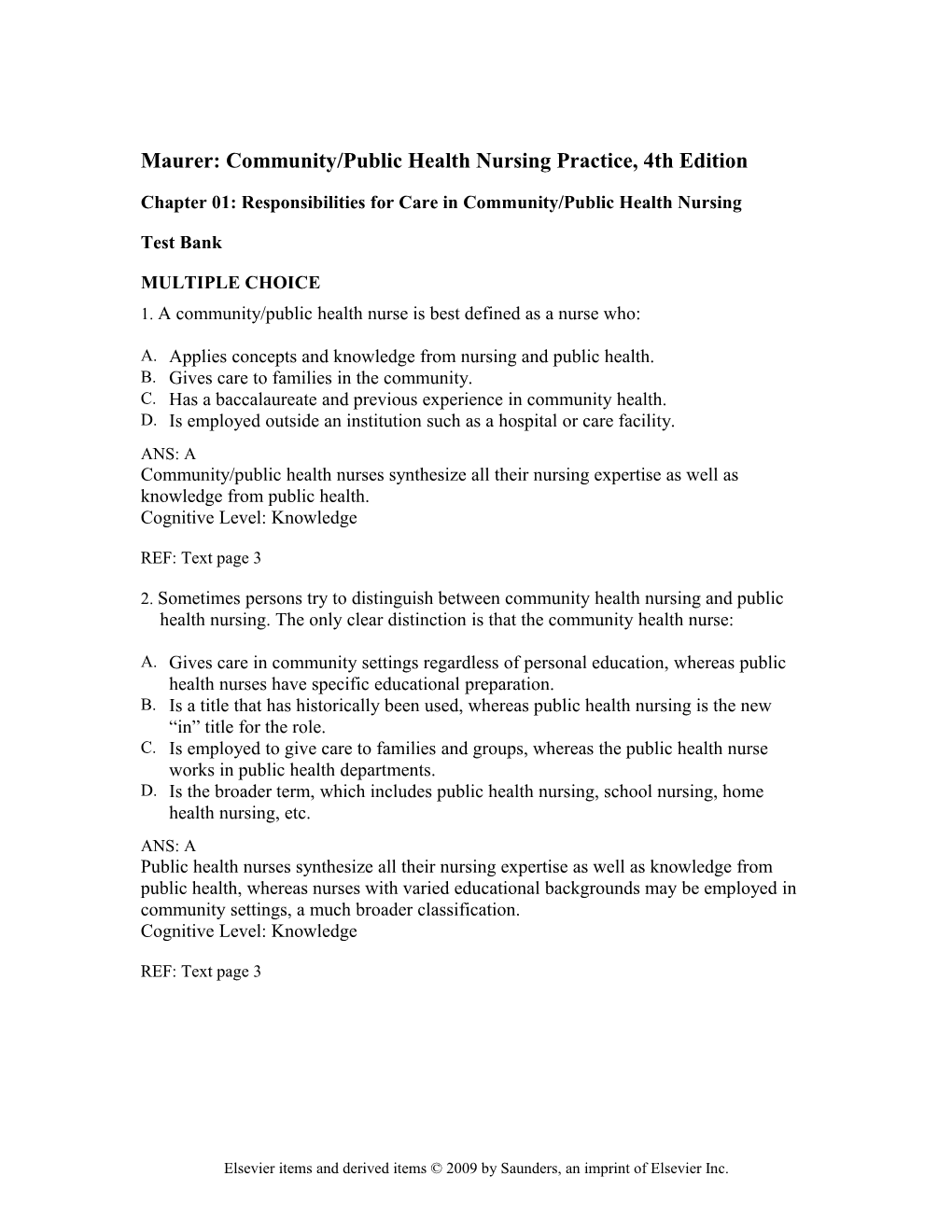 Maurer: Community/Public Health Nursing Practice, 4Th Edition