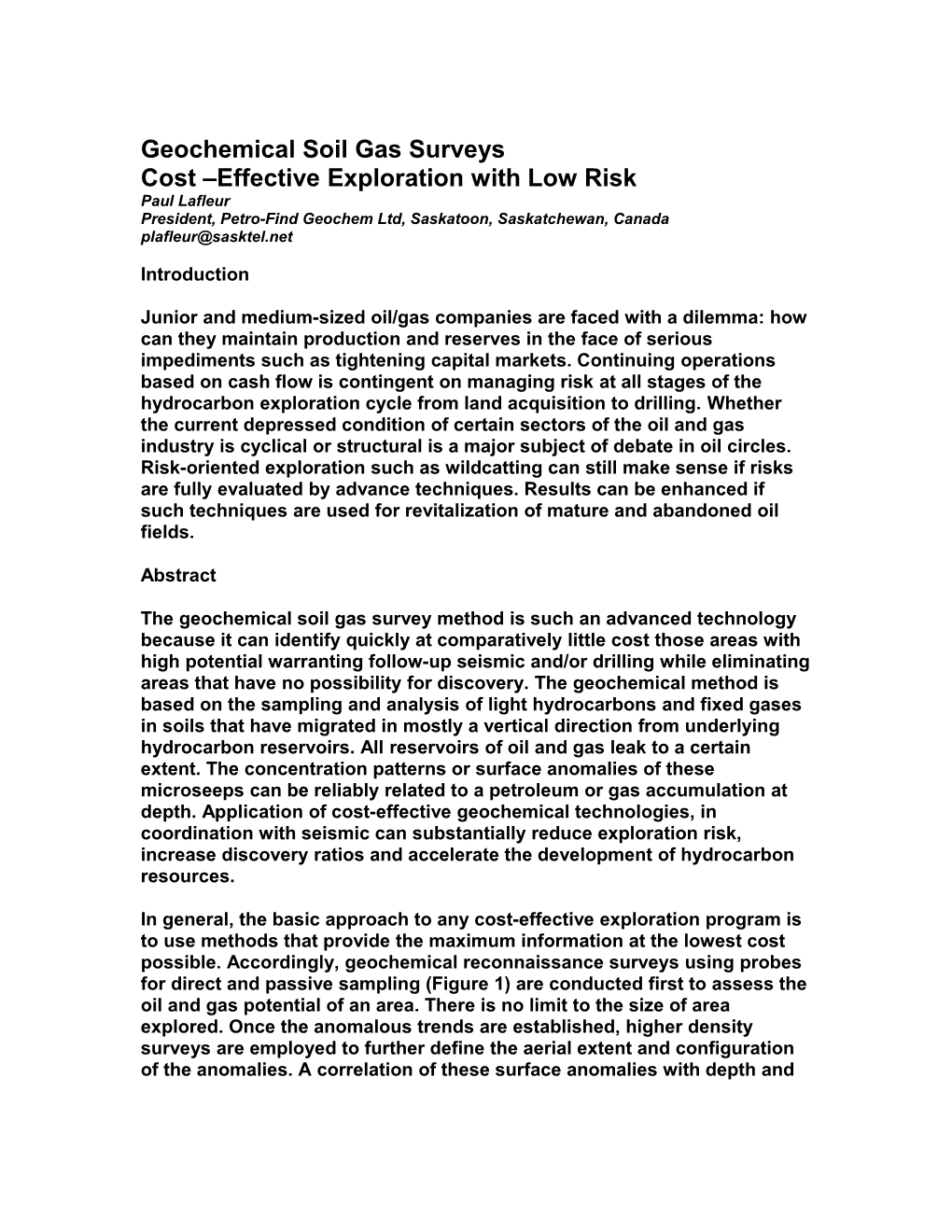 Geochemical Soil Gas Surveys