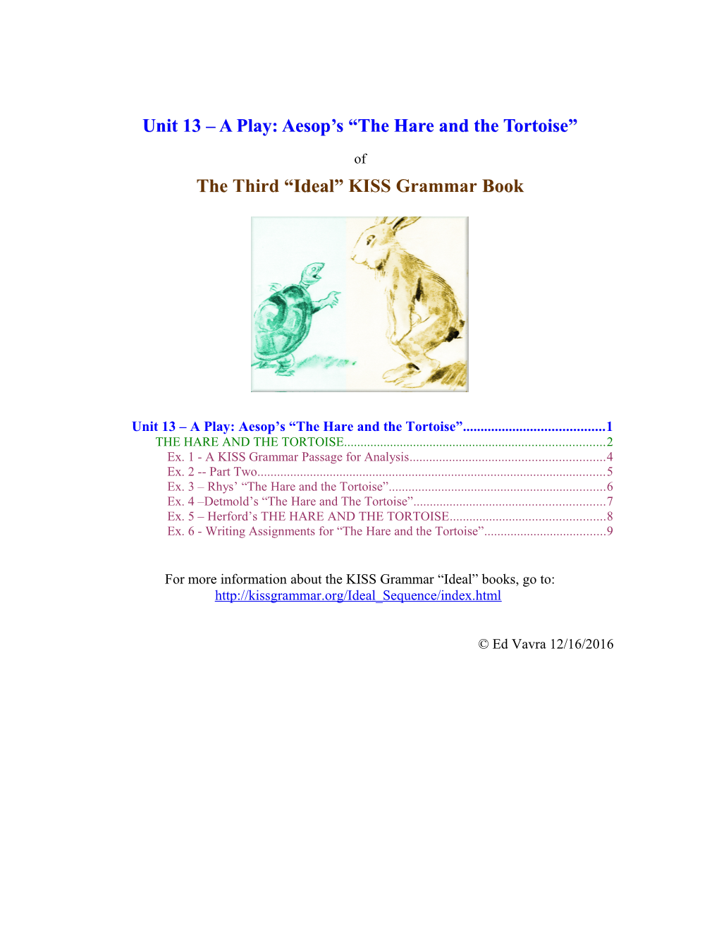 Unit 13 a Play: Aesop S the Hare and the Tortoise