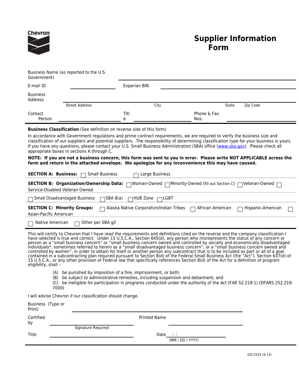 Supplier Information Form