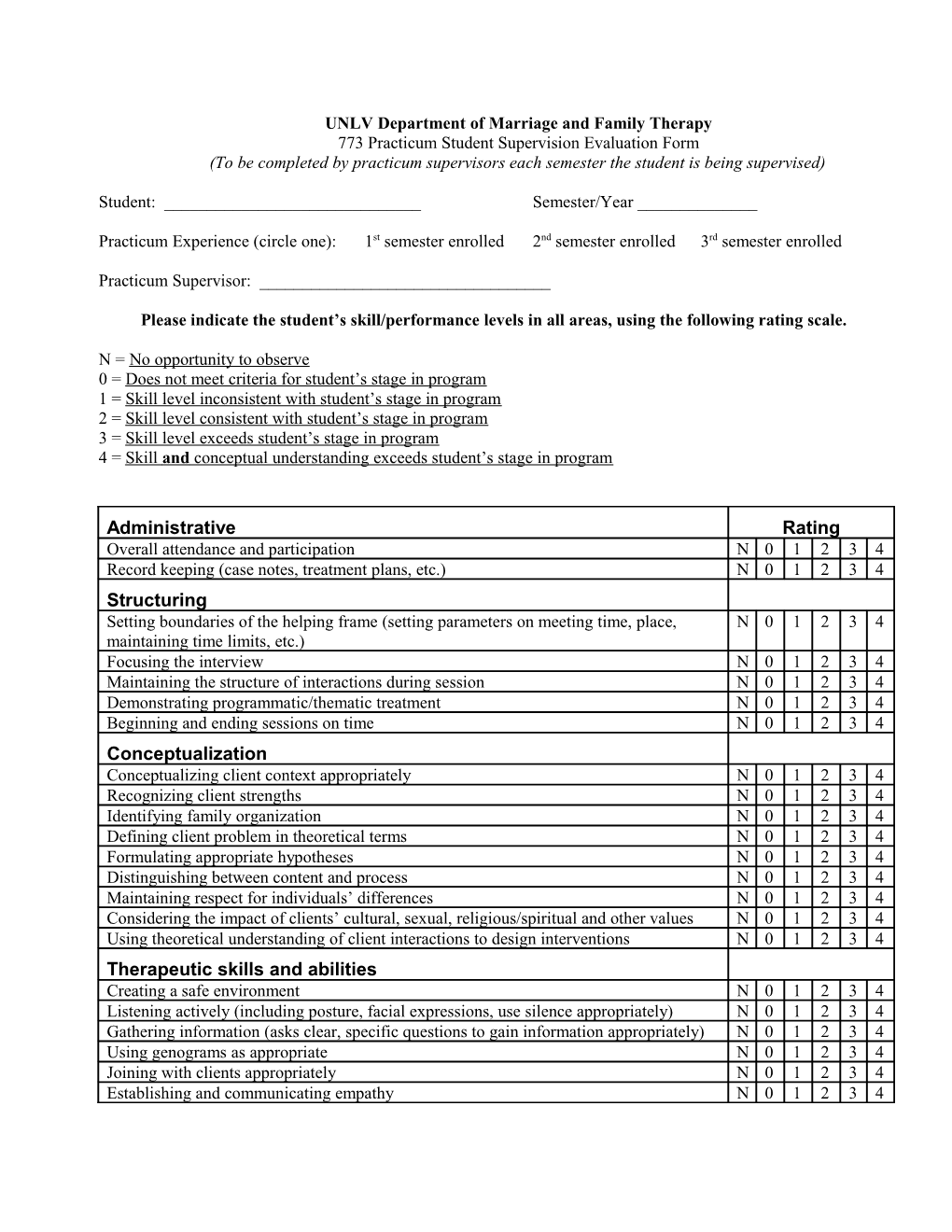 COU 773 Evaluation Form