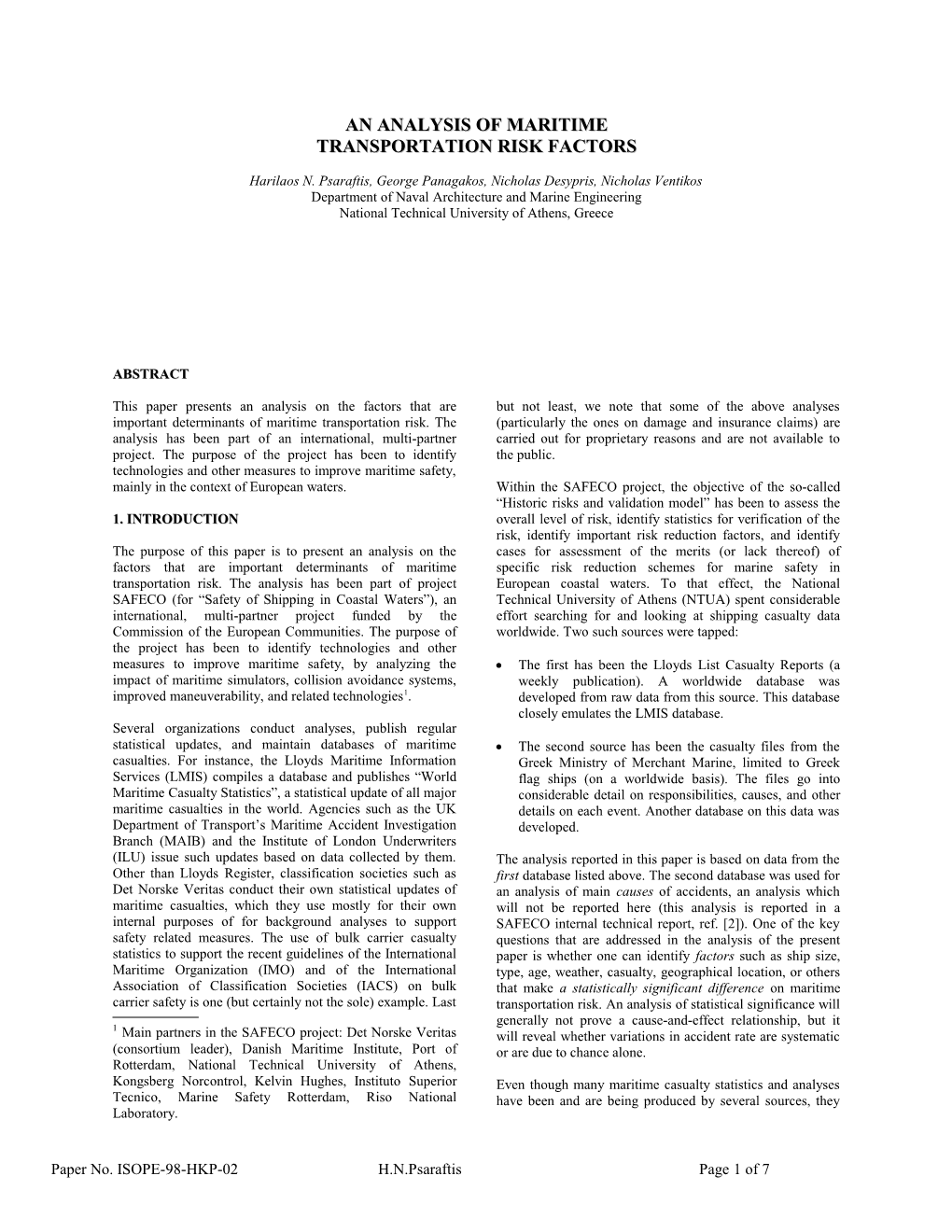 This Document Presented the Analysis of Level I of WPIII