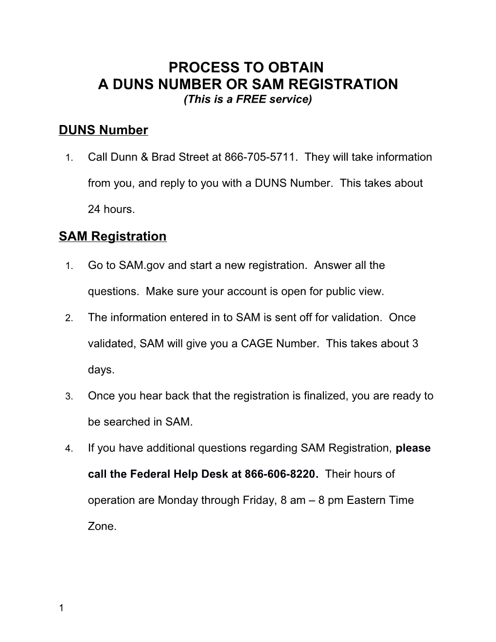 A Duns Number Or Sam Registration