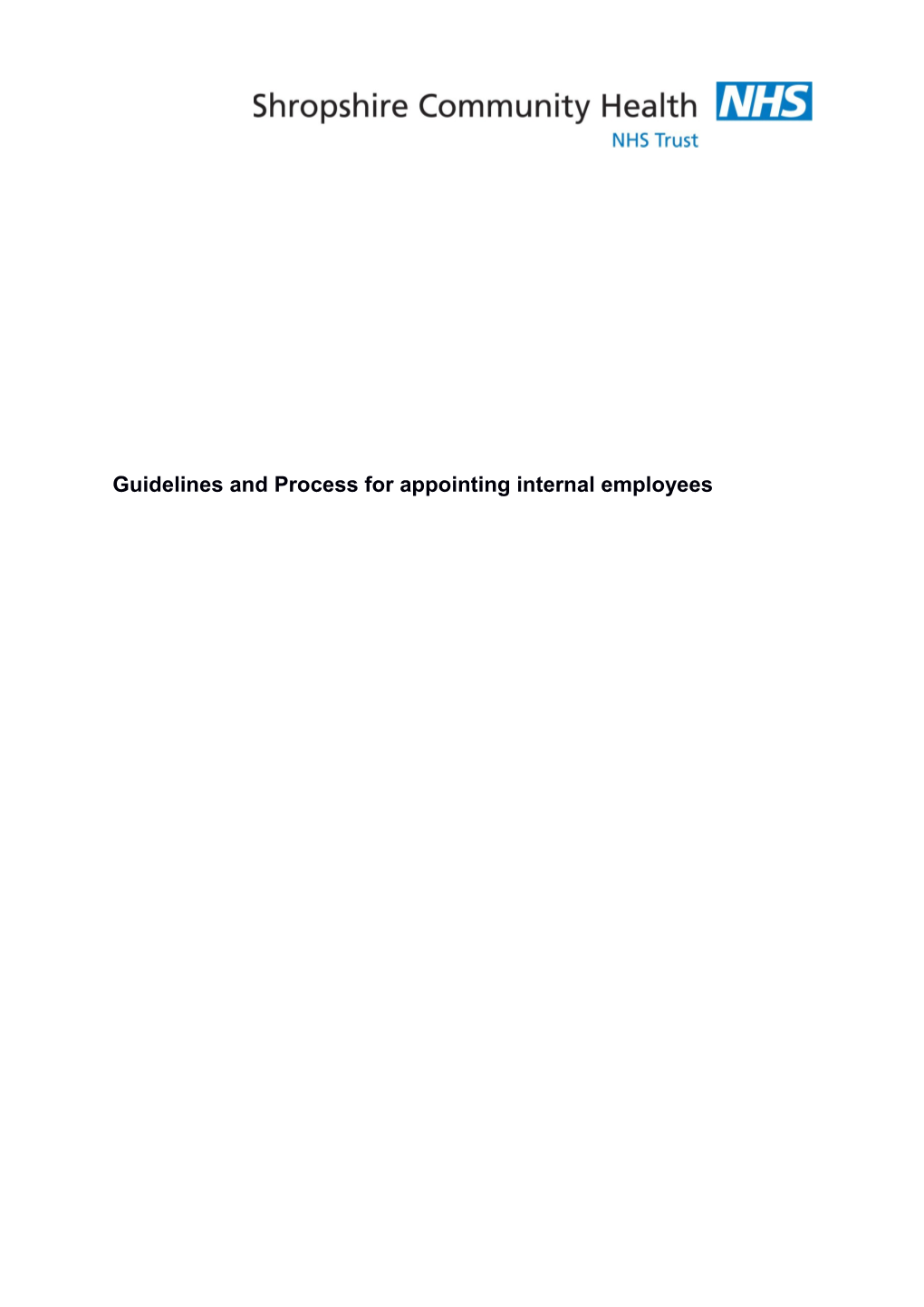 Guidelines and Process for Appointing Internal Employees