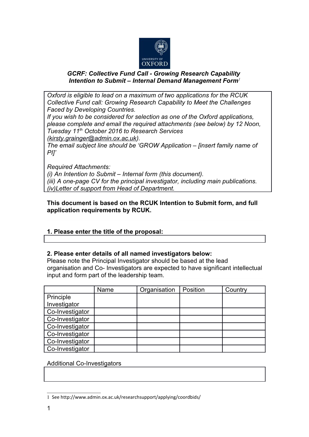 GCRF: Collective Fund Call - Growing Research Capability