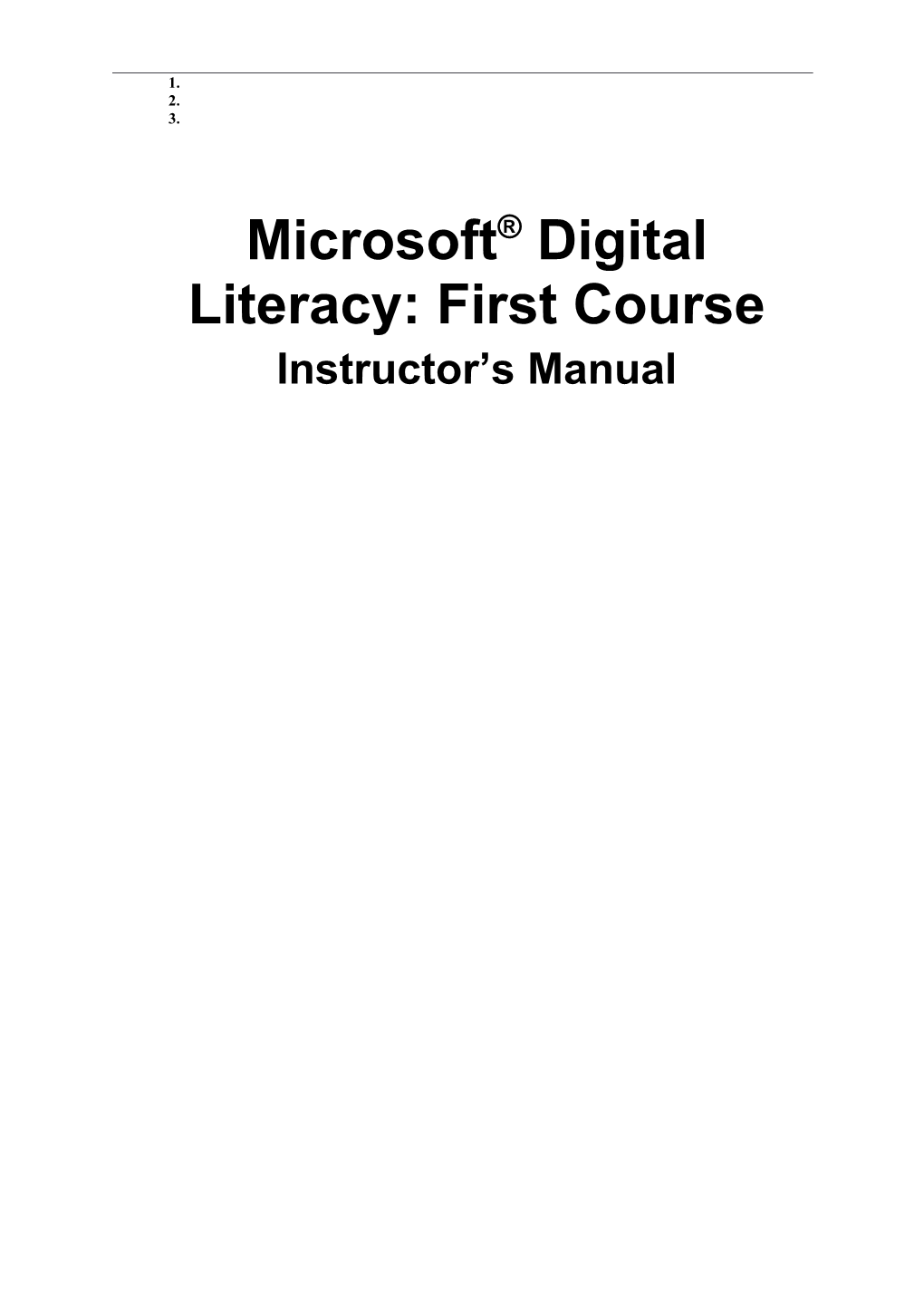 Microsoft Digital Literacy: First Course