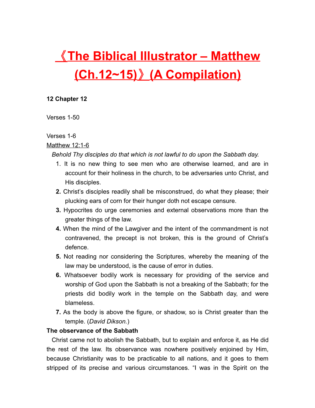 The Biblical Illustrator Matthew (Ch.12 15) (A Compilation)