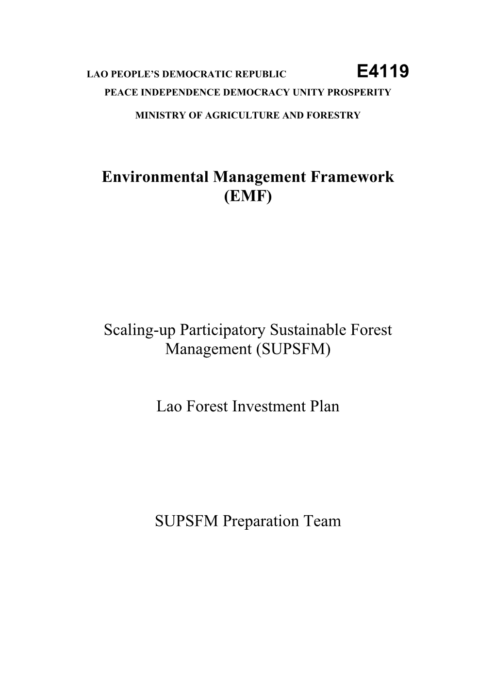 Environmental Management Framework