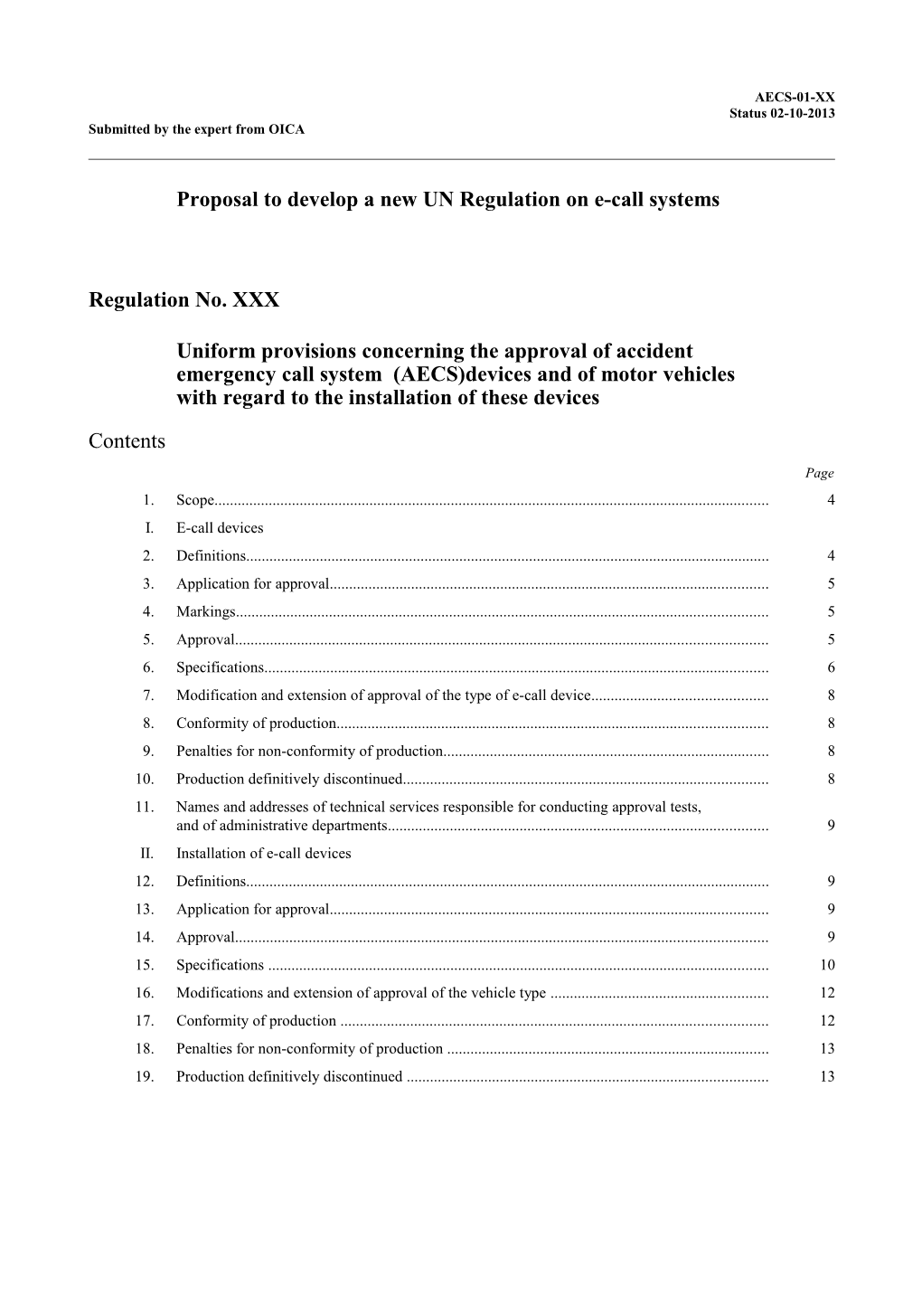 Proposal to Develop a New UN Regulation on E-Call Systems