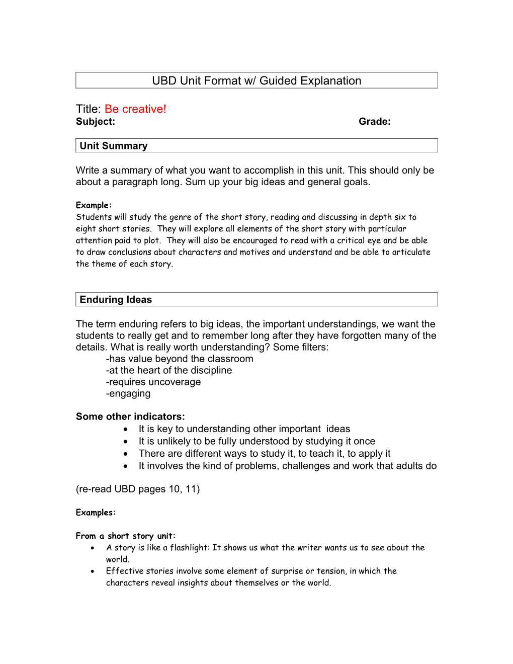 UBD Unit Format