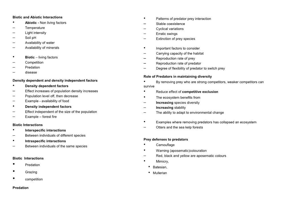 Biotic and Abiotic Interactions