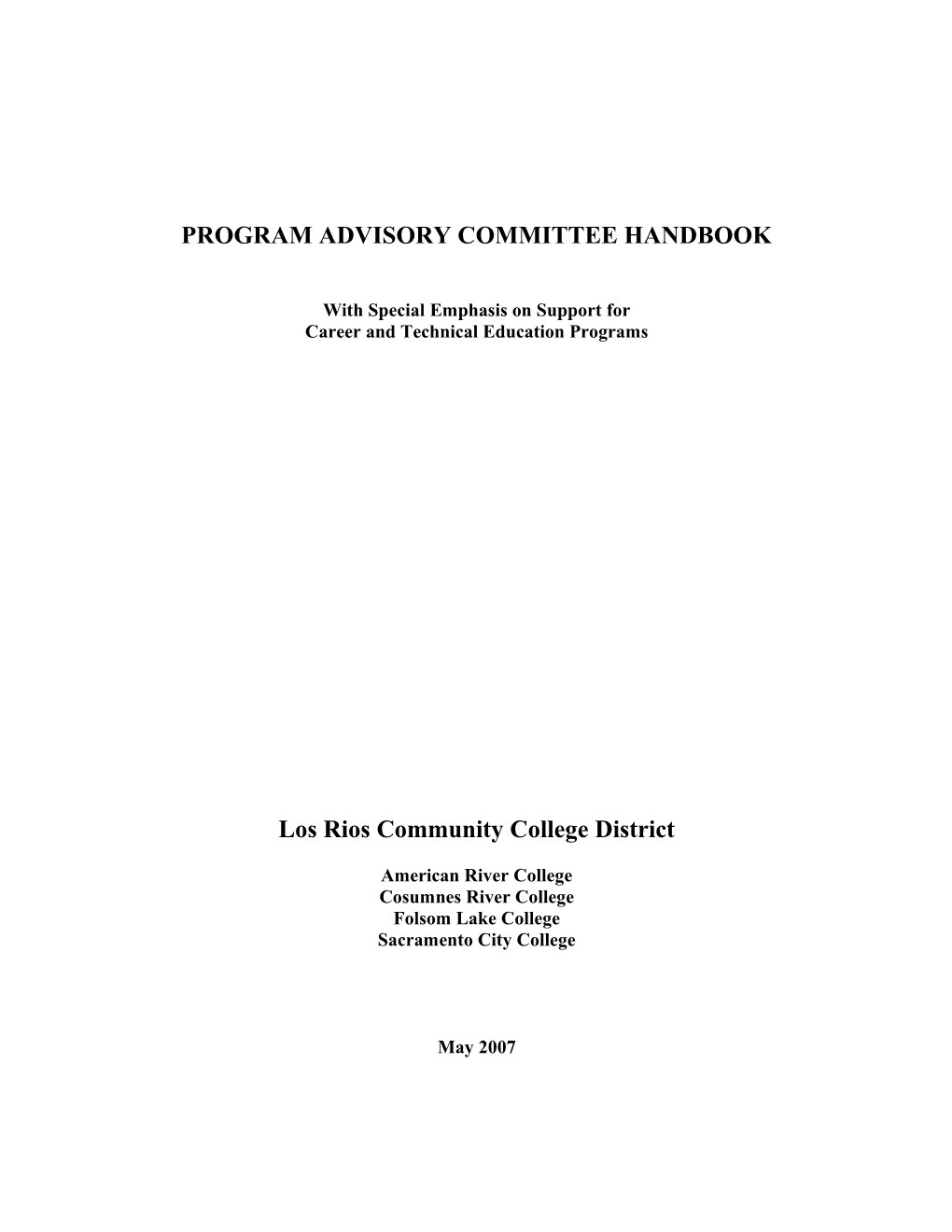 Program Advisory Committee Handbook