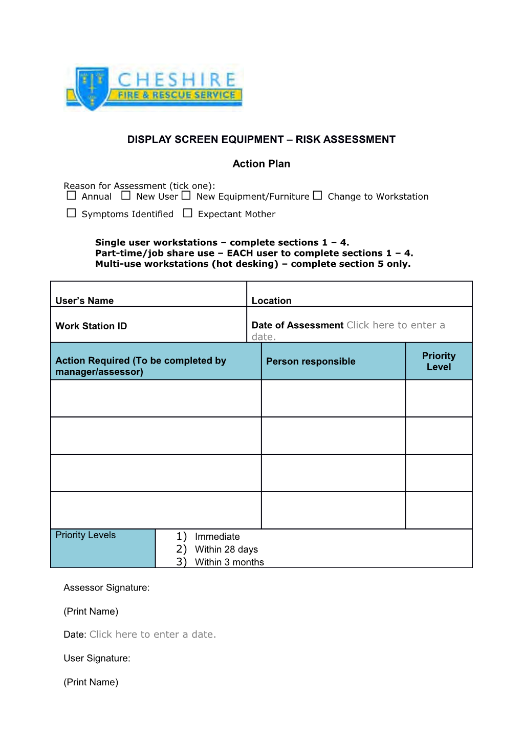 Display Screen Equipment Risk Assessment