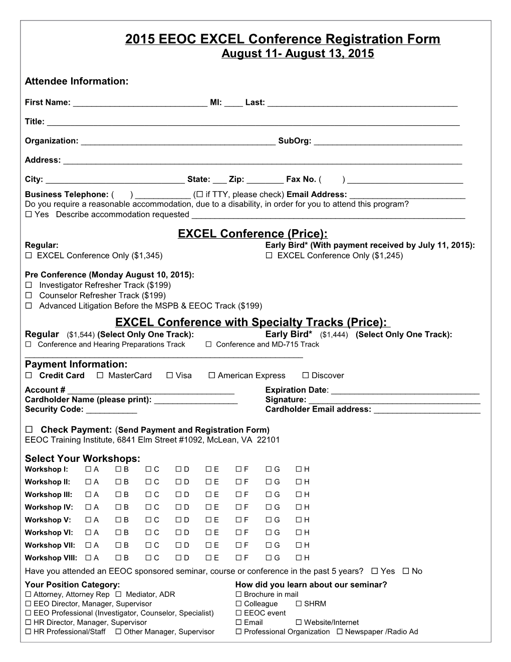 2006 Eeoc Training Institute Taps Registration Form