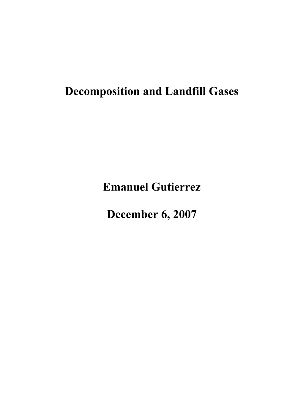 Decomposition and Landfill Gases