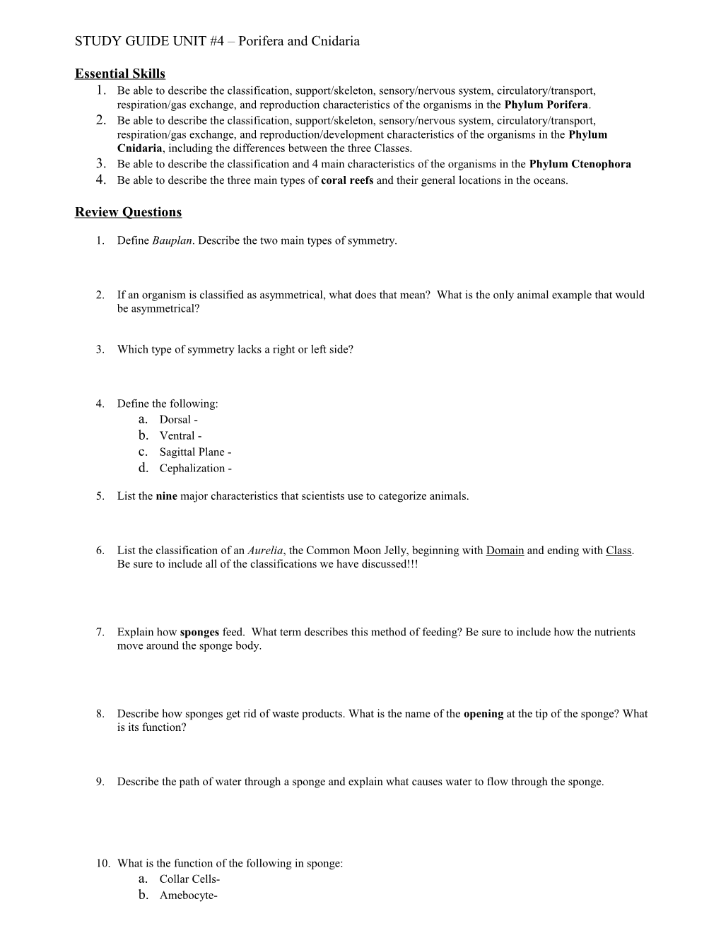 Study Guide Unit #5