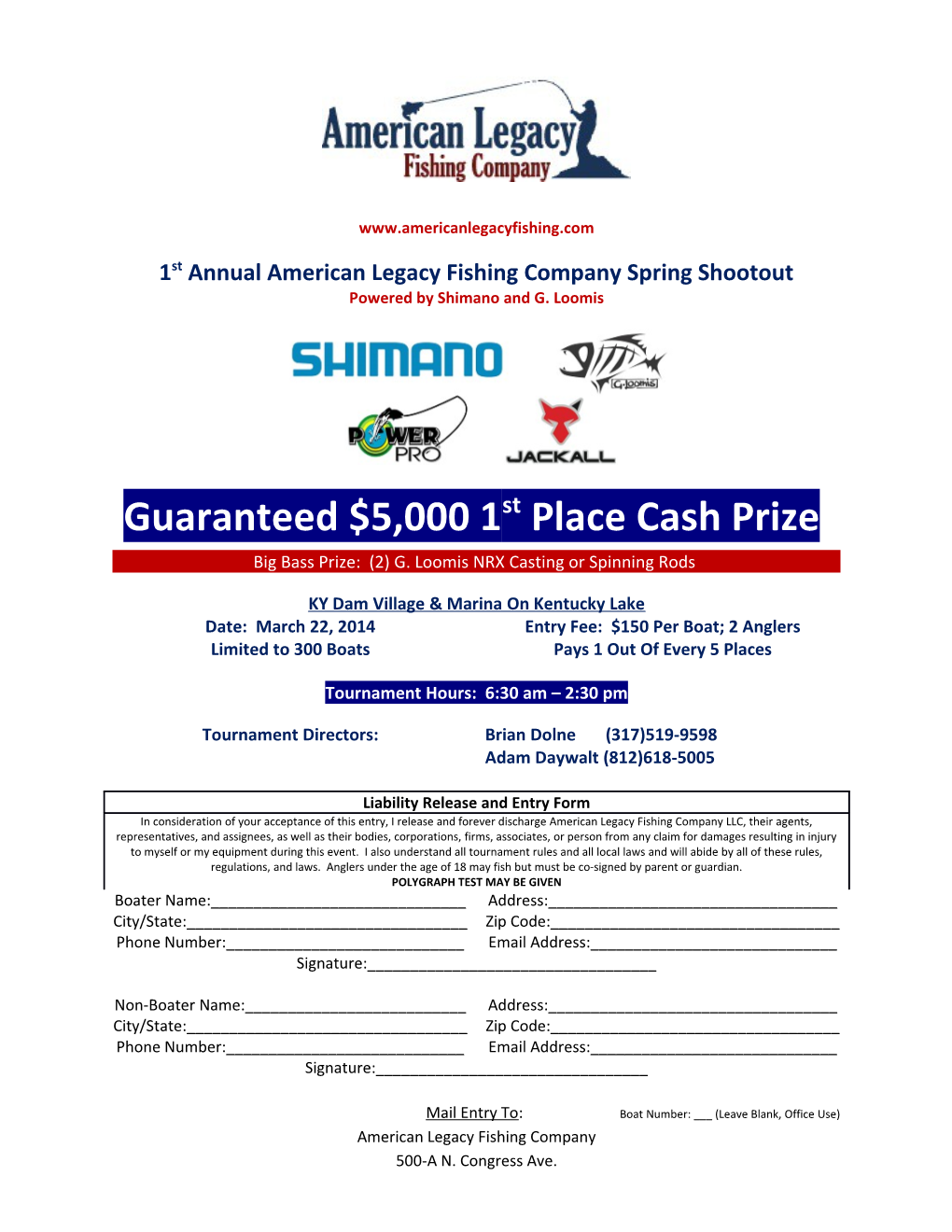 1St Annual American Legacy Fishing Company Spring Shootout